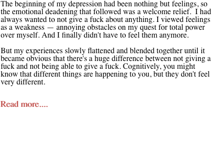 The beginning of my depression